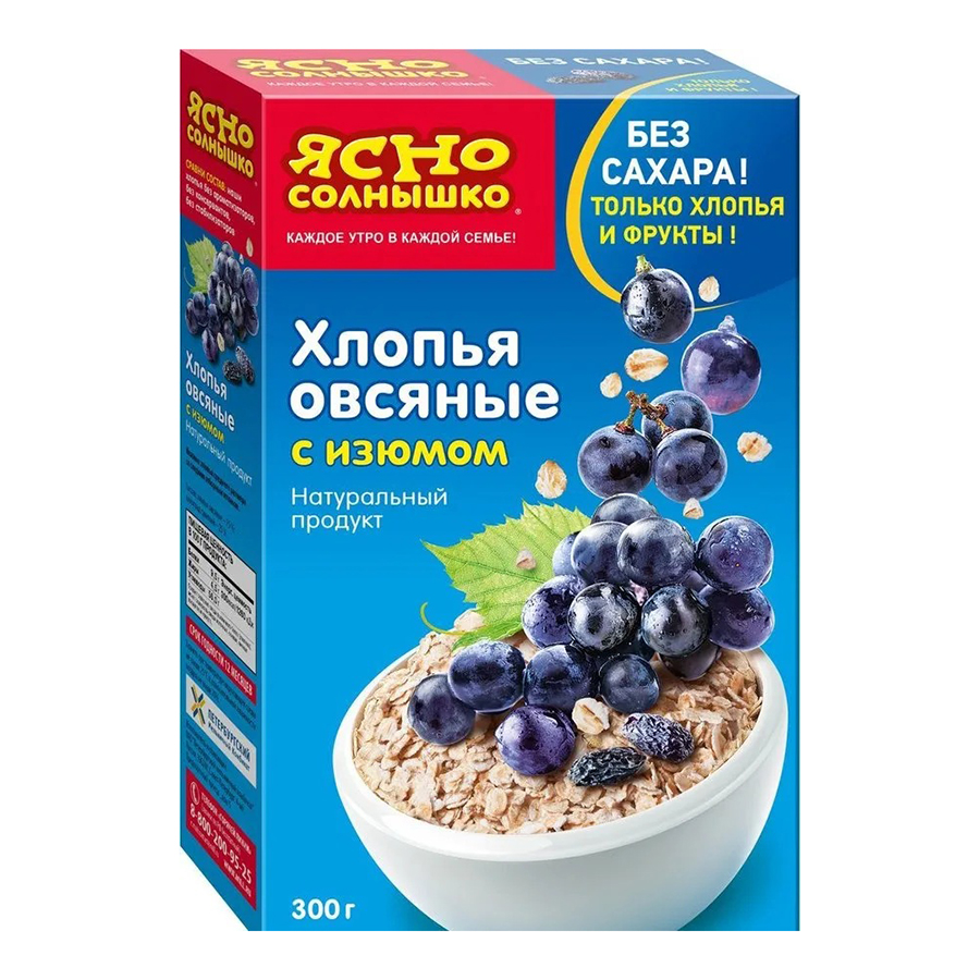 Мюсли Хлопья овсяные с изюмом 300 г.